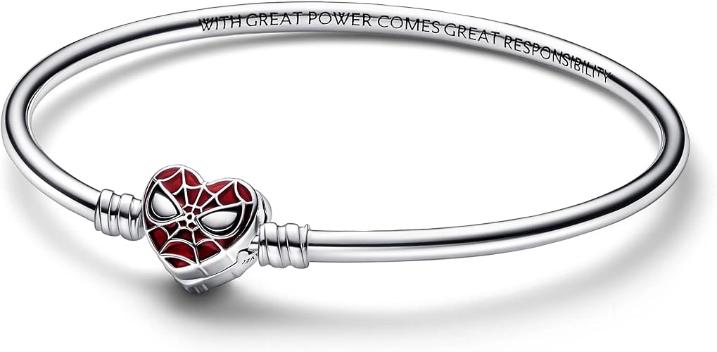 Spider-Man Inspired Sterling Silver Bangle Bracelet