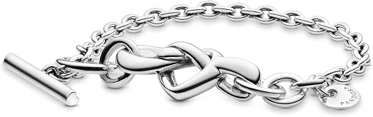 Knotted hearts silver T-bar bracelet S925  Sterling silver