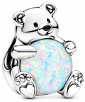 Teddy Bear Charm with Iridescent Opal