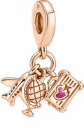 Airplane Rose Gold Travel Adventure Dangle Charm