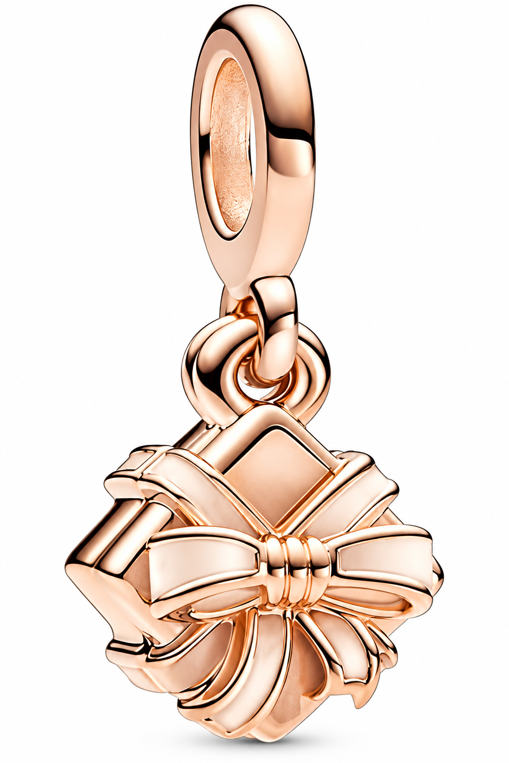 Rose Gold Gift Box Dangle Charm Elegant Bow Present Bracelet Charm