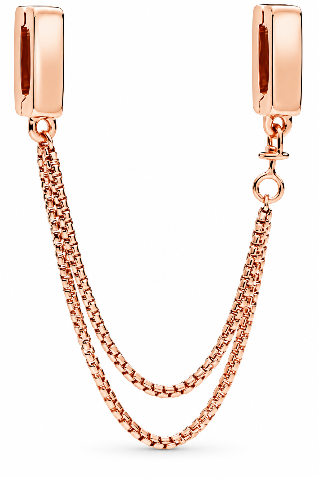 Rose Gold Double Chain Safety Charm