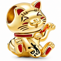 Gold Lucky Cat Charm Japanese Maneki Neko