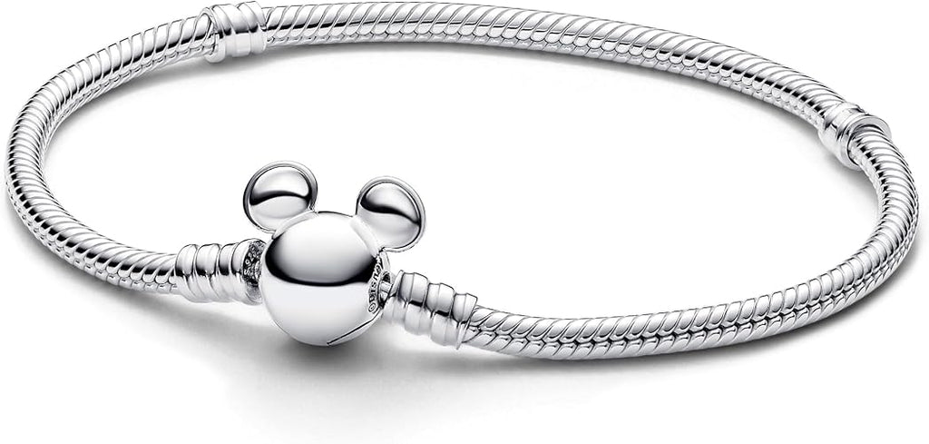 Disney Mickey Mouse Clasp Moments Snake Chain Bracelet 20CM S925