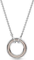 S925 Signature Two tone Logo & Pavé Necklace
