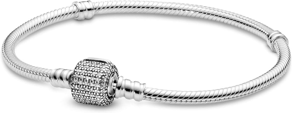 Sparkling Pave Clasp Snake Chain Cubic Zirconia Bracelet