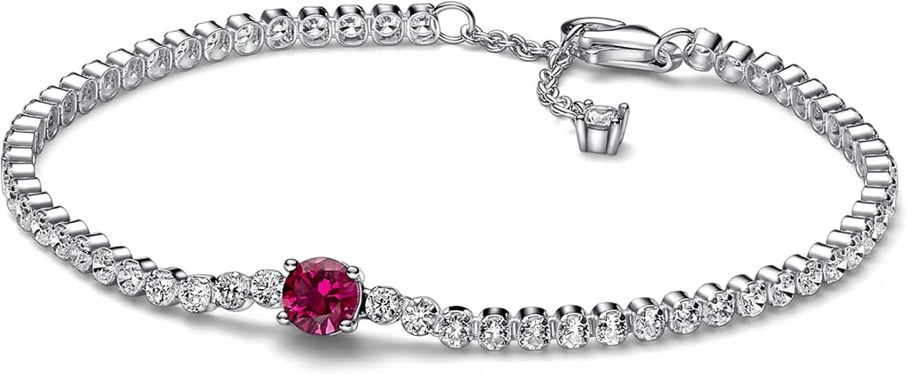 S925 Red Sparkling Round Pavé Tennis Bracelet Sterling silver