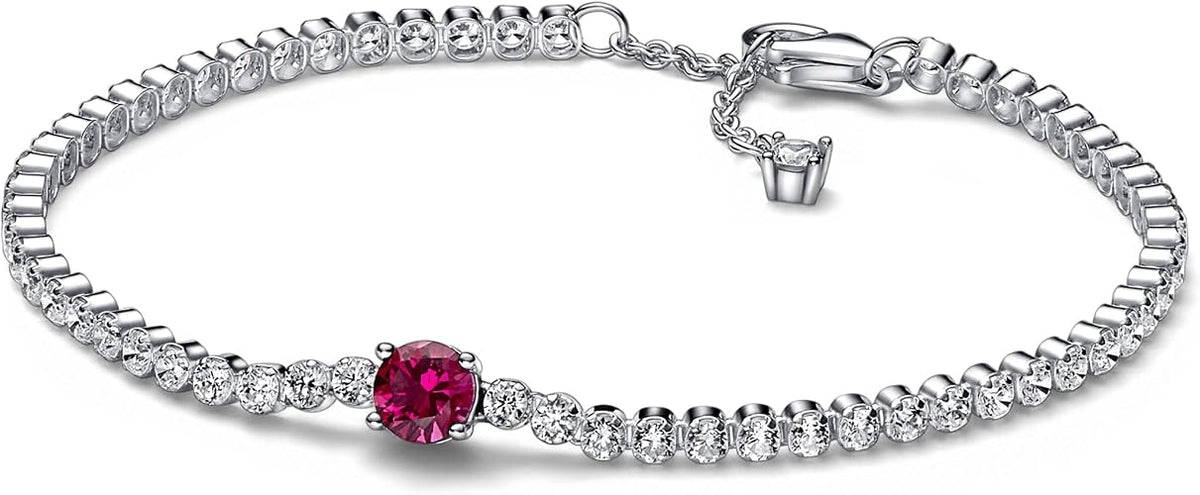 S925 Red Sparkling Round Pavé Tennis Bracelet Sterling silver