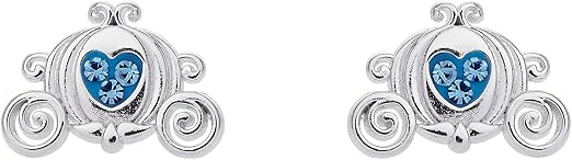 Elegant Silver Cinderella Carriage Stud Earrings
