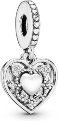 S925 Sparkling Double Heart Dangle Charm