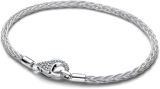 S925 Pavé Clasp Foxtail Chain Charm Bracelet Sterling silver