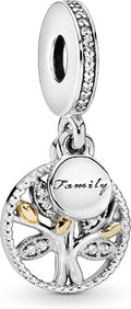 S925 Family Tree of Life Round Dangle Charm