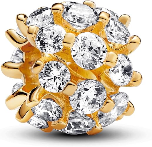 Gold-Tone Sparkling Clear Crystal Cluster Charm