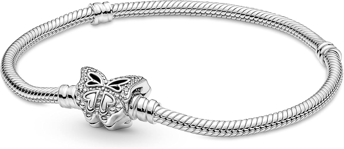 S925 Moments Butterfly Clasp Snake Chain Bracelet Sterling silver