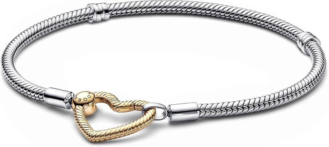 Heart Closure Snake Chain Bracelet Sterling silver, 14k gold plating