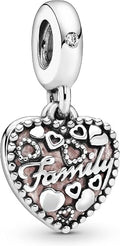 Family Love Heart Dangle Charm S925