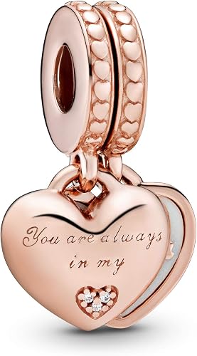 You Are Always in My Heart Double Heart Dangle Charm
