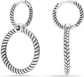 Elegant Silver Twisted Rope Double Hoop Drop Earrings for Women