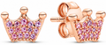 Crown 14k Rose Gold-Plated Stud Earrings with Orchid Pink Crystal