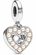 Pearl Heart Dangle Charm – Elegant Love Bead for Bracelets, Romantic Gift for Her
