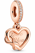 Love You Infinity Heart Dangle Charm 14k Rose Gold Plating