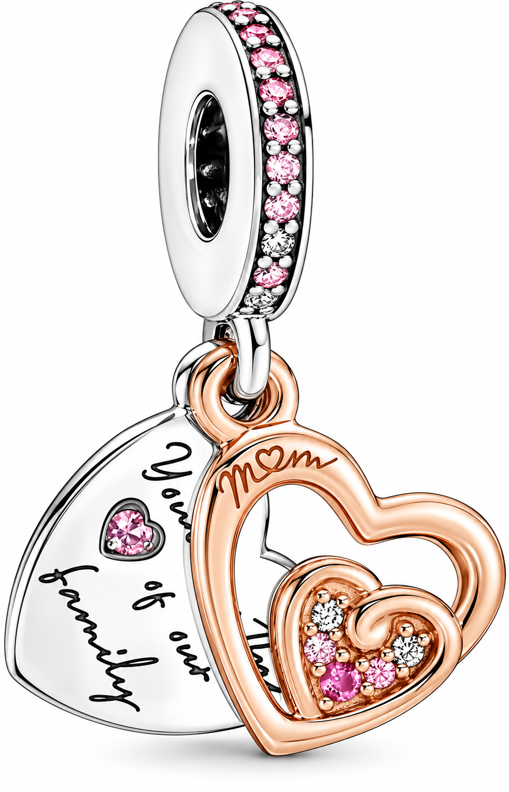Mom Love Family Heart Dangle Charm