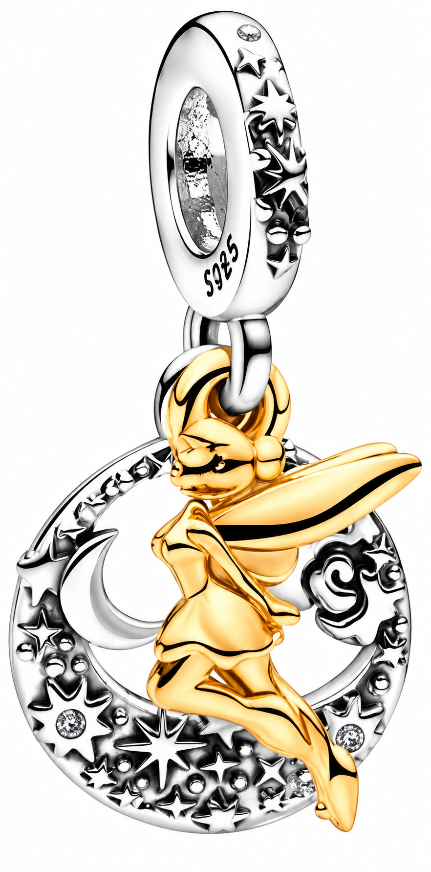 Celestial Gold Fairy Crescent Moon Charm