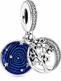 Double Dangle Tree & Galaxy Moon Charm Sterling Silver