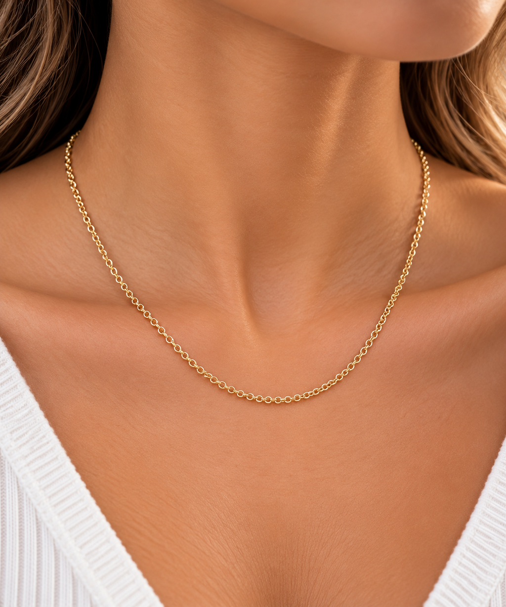 S925 Classic Cable Chain Necklace 14k Gold Plating