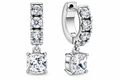Sparkling Crystal Huggie Hoop Earrings with Cushion-Cut Clear Stone