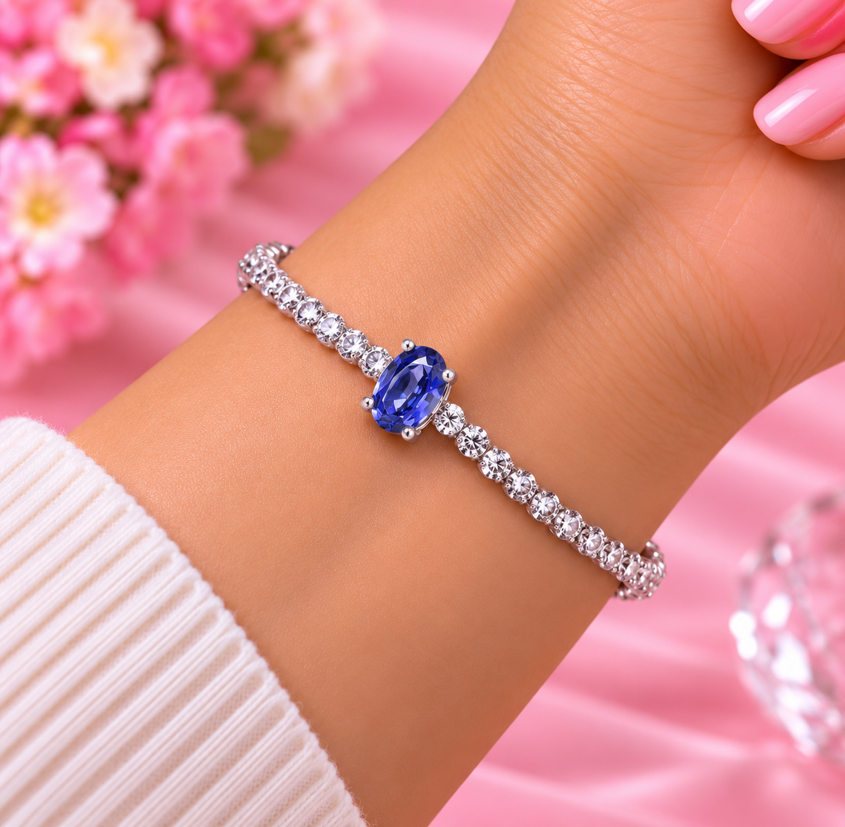 Blue Sparkling Pavé Tennis Bracelet Sterling silver
