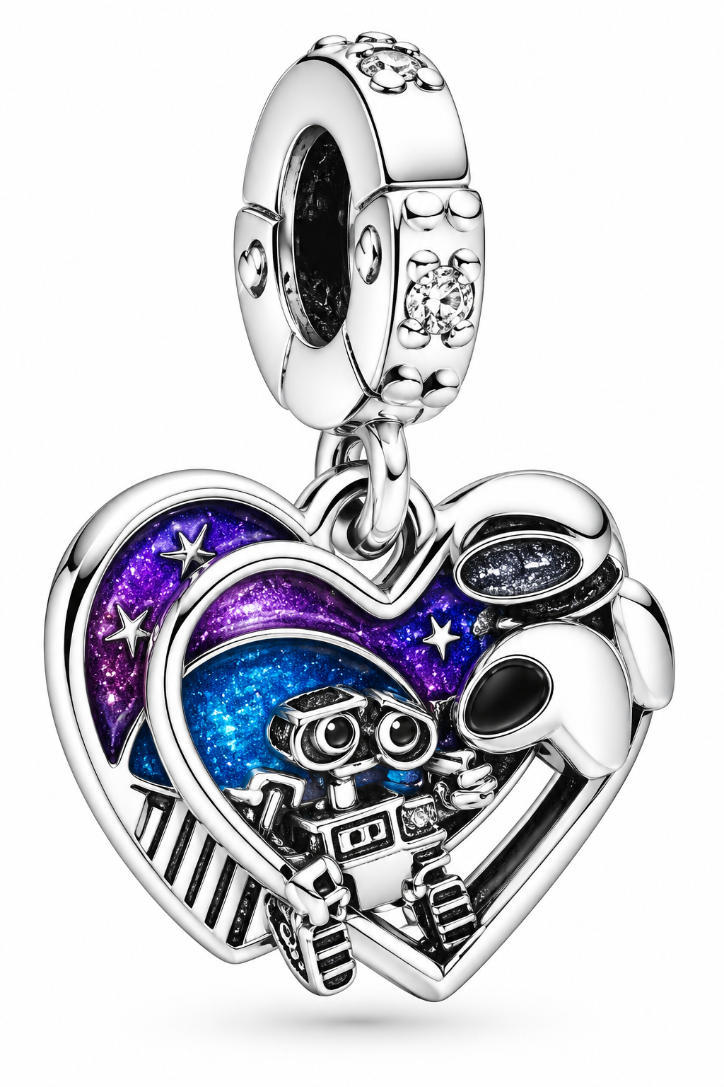 Blue & Purple Galaxy Enamel, Sparkling Stars Charm