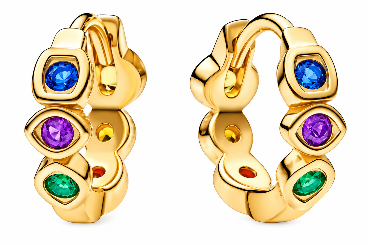 Marvel The Avengers Infinity Stones Hoop Earrings 14k Gold Plating