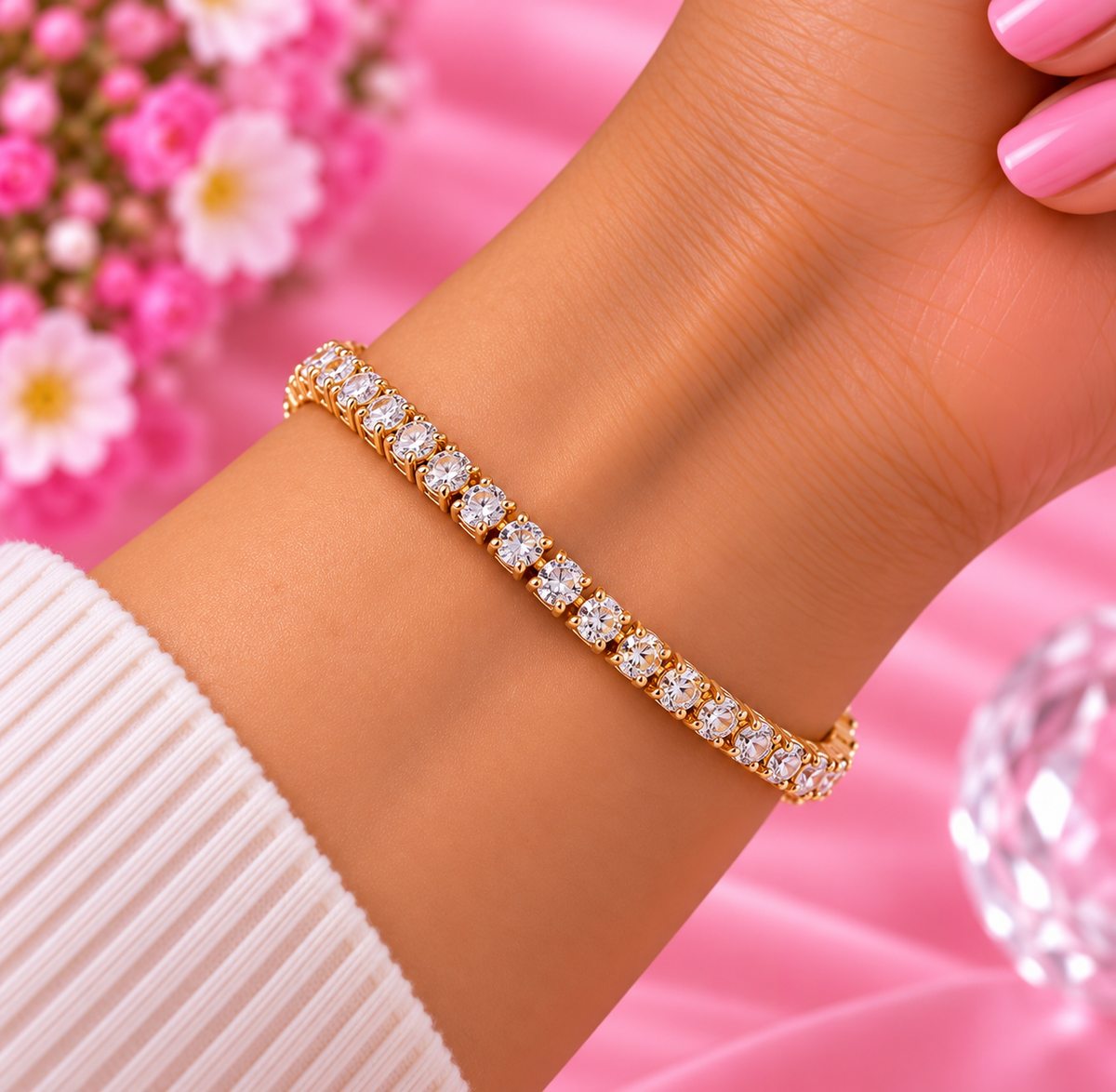 S925 Sparkling Tennis Bracelet 14k gold plating