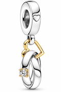 Two-Tone Silver & Gold Wedding Rings Dangle Charm