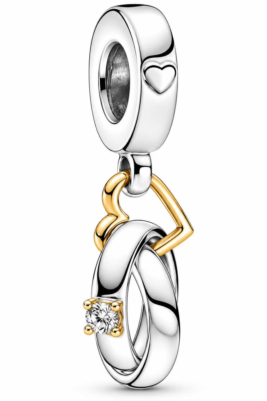 Two-Tone Silver & Gold Wedding Rings Dangle Charm