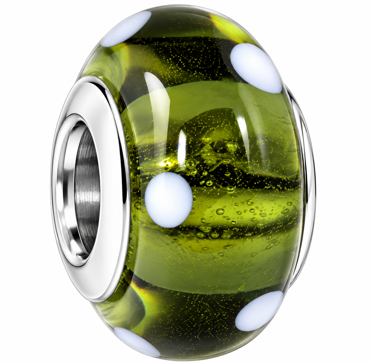 Olive Green Murano Glass Bead Charm