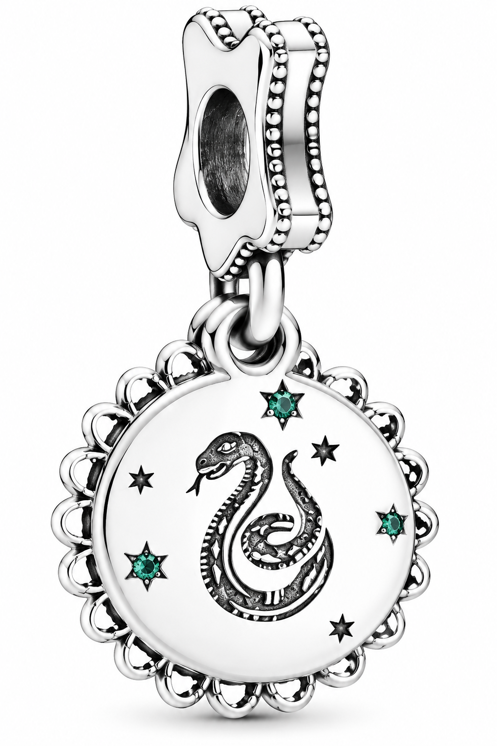 Magical Silver Serpent Medallion Dangle Charm
