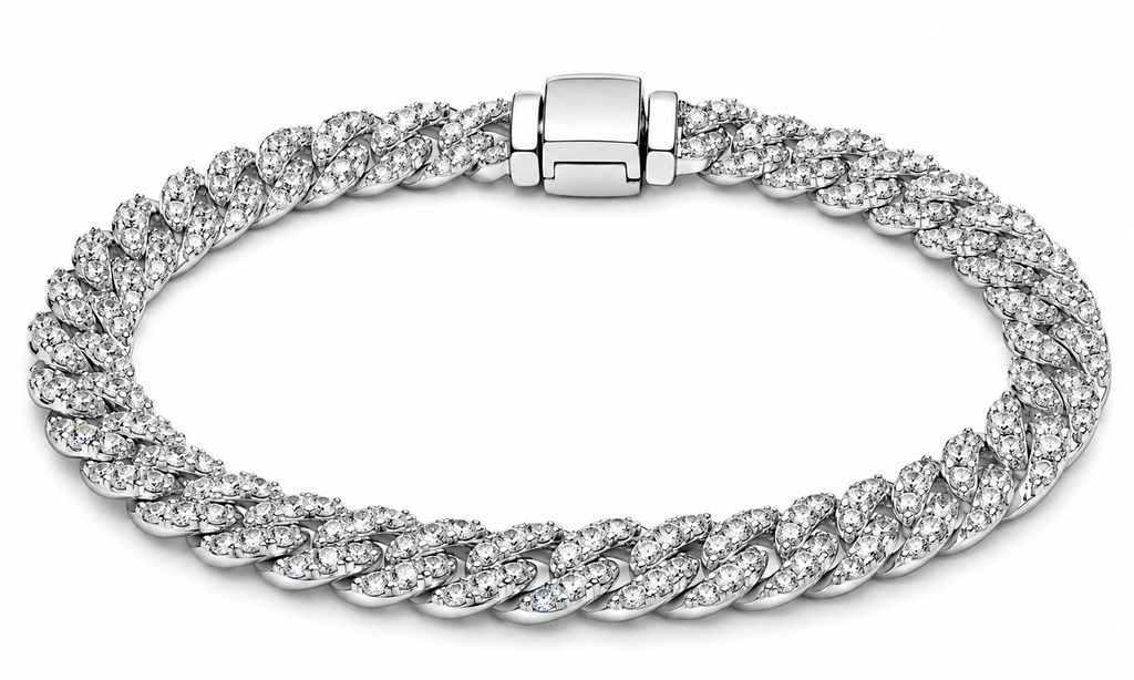 S925 Pavé Cuban Chain Bracelet Sterling silver