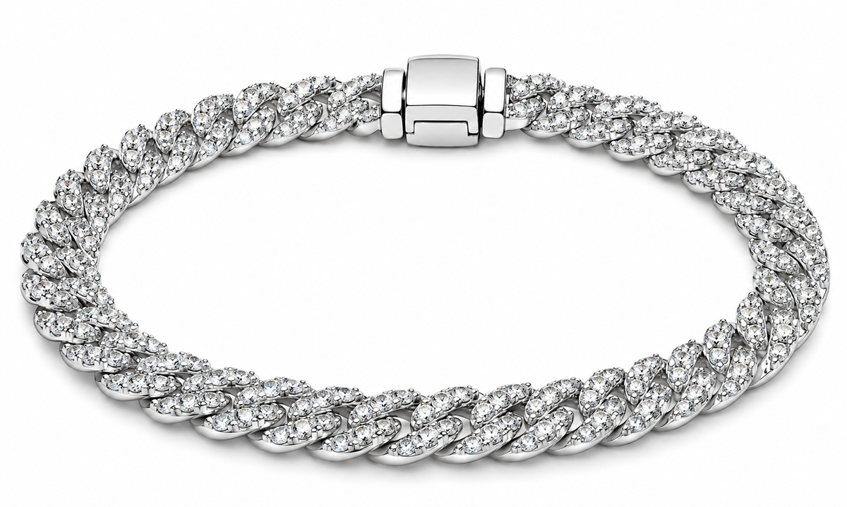 S925 Pavé Cuban Chain Bracelet Sterling silver