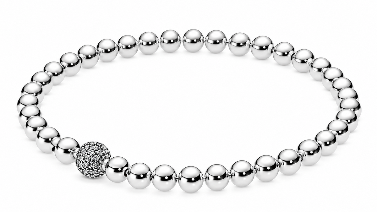 S925 Beads & Pave Bracelet Sterling silver