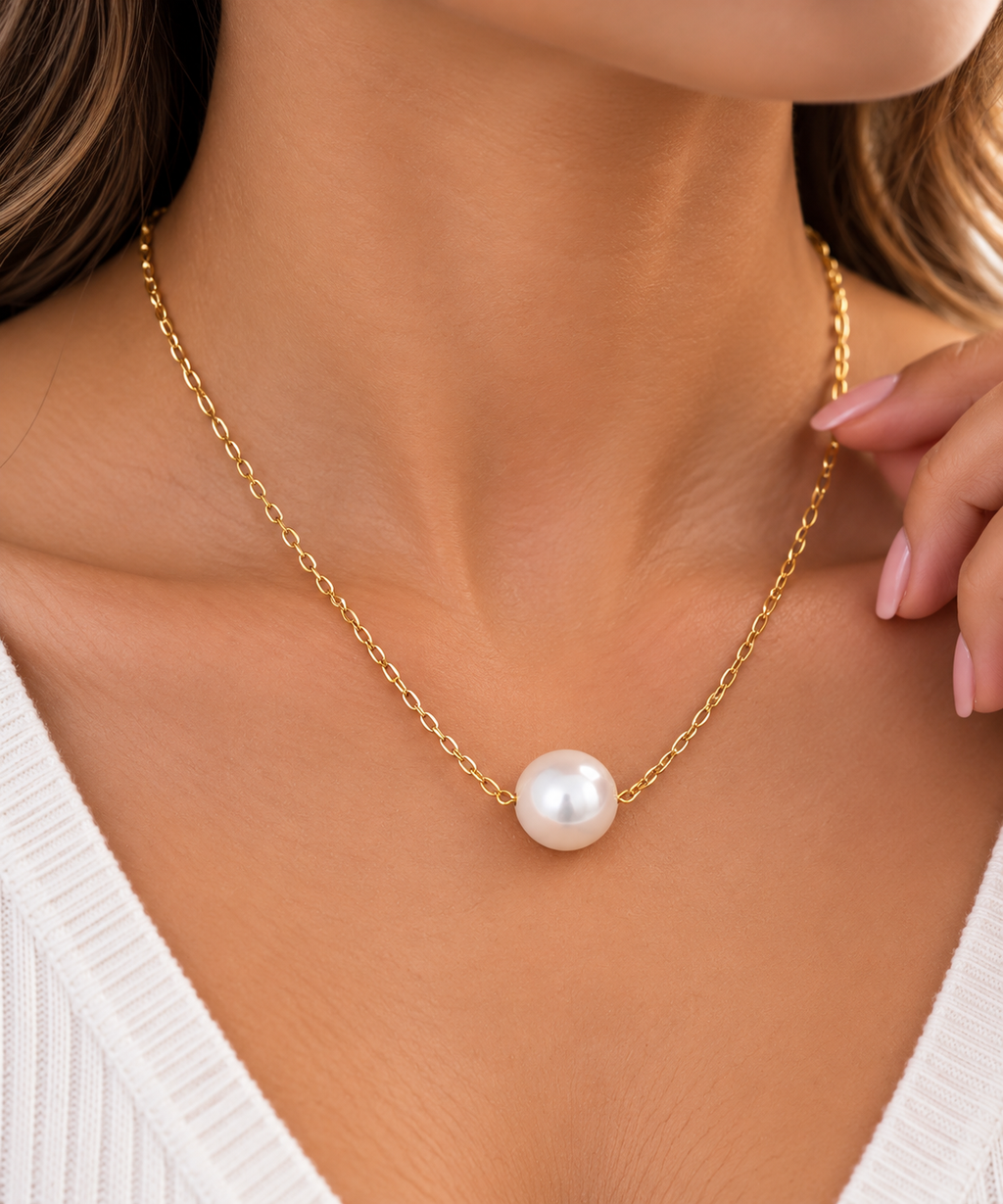 S925 Treated Freshwater Cultured Pearl Collier Necklace 14k gold plating