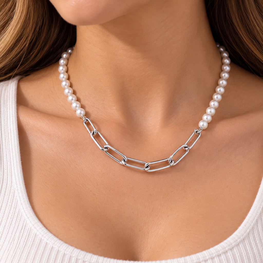 ME Treated Freshwater Cultured Pearl Necklace Sterling Silver S925