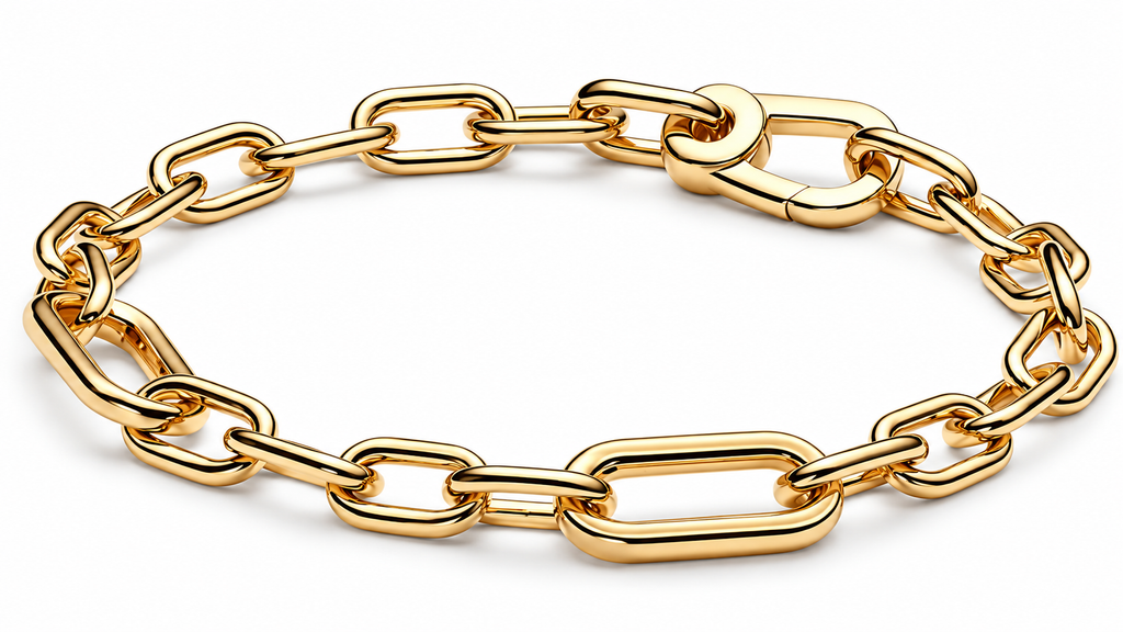 Gold-Tone Paperclip Link Bracelet with Carabiner Clasp