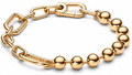 S925 ME Metal Bead & Link Chain Bracelet 14k Gold Plating