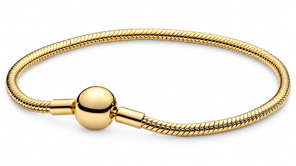 Gold-Tone Snake Chain Bracelet with Round Clasp