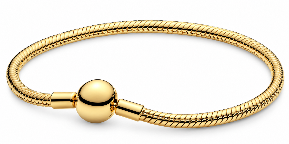 Gold-Tone Snake Chain Bracelet with Round Clasp