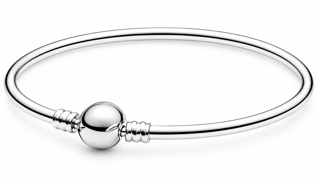Sterling Silver Smooth Bangle Bracelet with Round Clasp