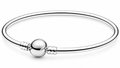 Sterling Silver Smooth Bangle Bracelet with Round Clasp