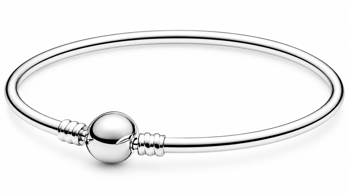 Sterling Silver Smooth Bangle Bracelet with Round Clasp